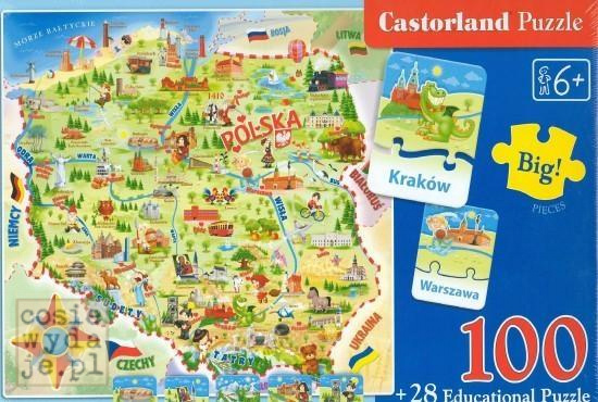 Puzzle 100+28 Mapa Polski CASTOR